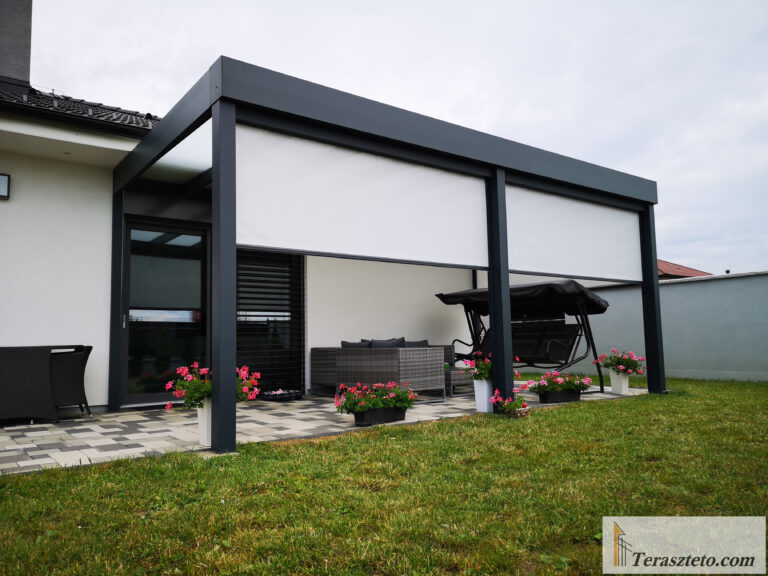 alumínium pergola zipscreen árnyékolással